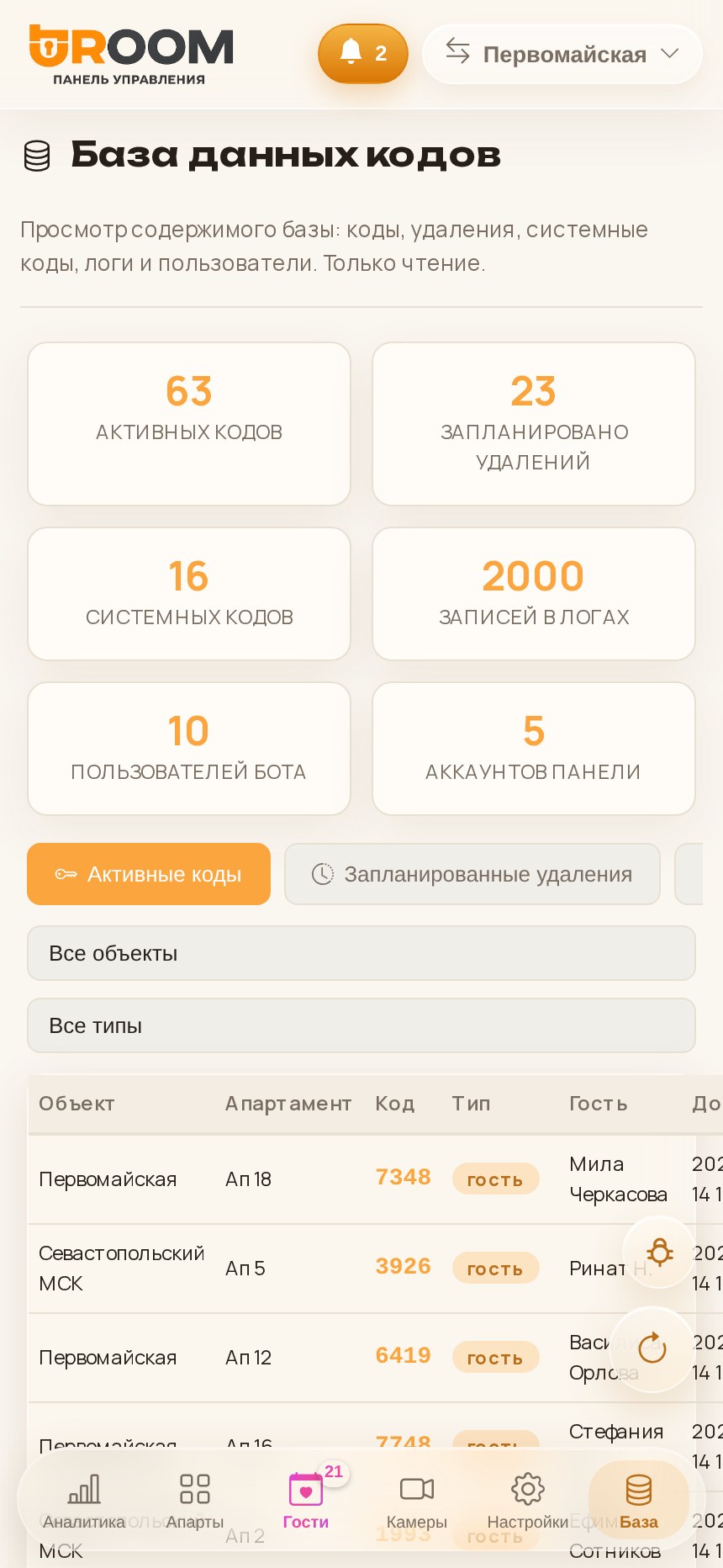 URoom Admin — панель управления апарт-отелем